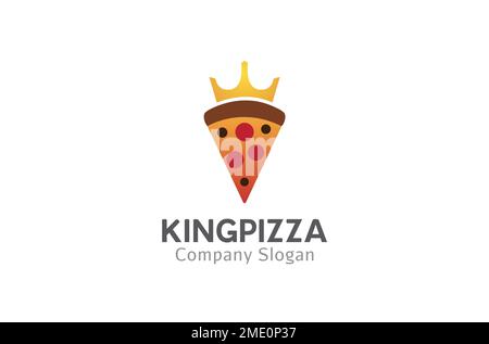 pizza fetta corona re simbolo reale vettore logo disegno icona illustrazione Illustrazione Vettoriale