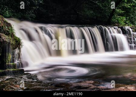 Long Exposure Waterfall, Waterfall County, Brecon Beacons, Galles Foto Stock