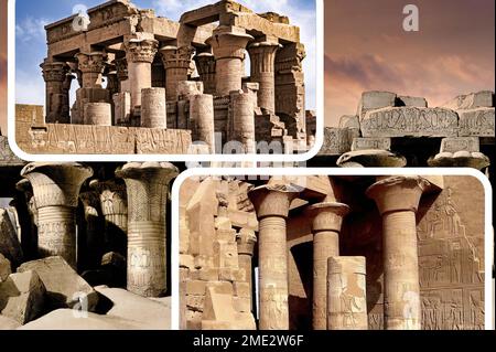 Tempio di Sobek e Haroeris, Kom Ombo, Egitto, Nord Africa Foto Stock