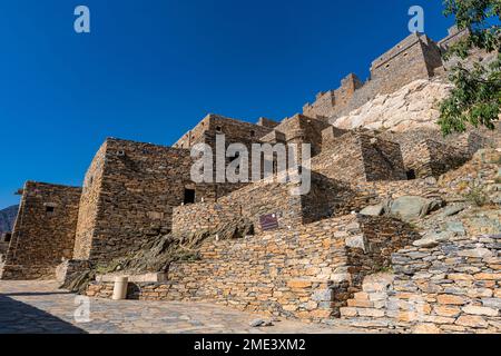 Arabia Saudita, al Makhwah, Zee Ain, antico villaggio costruito sulla cima della montagna Bianca Foto Stock