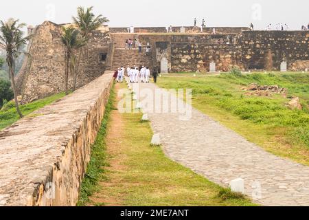 Il forte di Galle nella baia di Galle, sulla costa sud-occidentale dello Sri Lanka, fu costruito prima nel 1588 dai portoghesi, poi ampiamente fortificato dagli olandesi Foto Stock