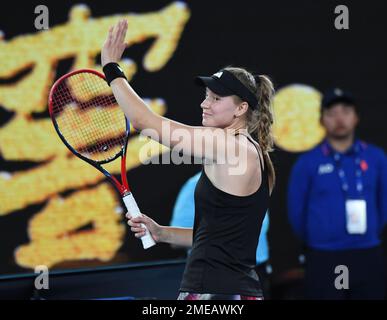 Melbourne, Australia. 24th Jan, 2023. Australian Open 2023 Melbourne Park Day 9 24/01/2023 Elena Rybakina (KAZ) vince la quarta finale. Credit: Roger Parker/Alamy Live News Foto Stock