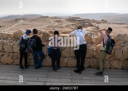 fort Masada, deserto del Judaean, Israele, Asia Foto Stock