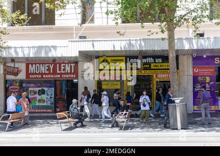 Pawnbroker prestiti di denaro negozi in George Street, Haymarket, Sydney, NSW, Australia Foto Stock