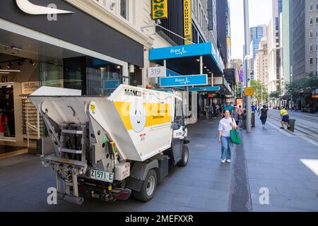 Veicolo elettrico Sydney rifiuti camion raccolta rifiuti, ecologico, senza diesel, Sydney, NSW, Australia Foto Stock