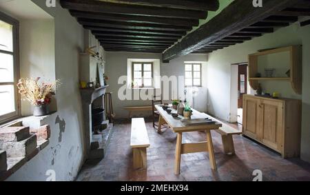 Casa natale di Giuseppe Verdi a Roncole, la cucina e la sala da pranzo Foto Stock