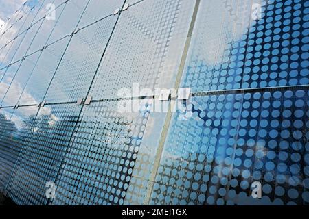 L'esterno decorato del Queens Museum nel Flushing Meadows Corona Park, Queens, New York. Foto Stock