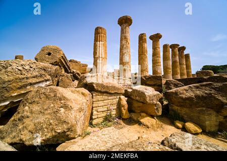 Tempio di Eracle, Tempio di Eracle, nella Valle dei Templi, sito archeologico di Agrigento. Foto Stock