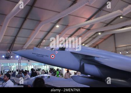 Bengaluru, Karnataka India - 20th Febbraio, 2019. HAL Tejas Mk2 è stato esposto ad Aero India. Foto Stock