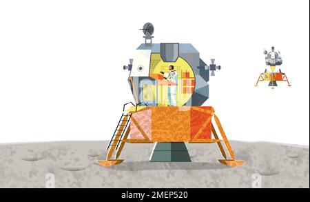 Illustrazione del lander lunare Foto Stock