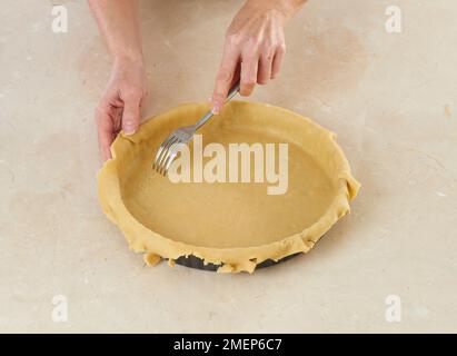 Astuccio per pasta sfoglia in barattolo con forchetta, foderato in barattolo Foto Stock