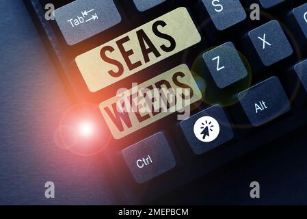 Scrittura a mano segno alghe marine, Word scritto su grandi alghe che crescono nel mare o oceano piante marine flora Foto Stock