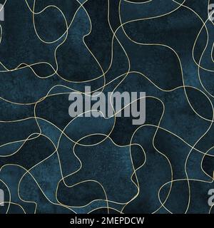 Forma liquida geometrica piatta e moderna astratta forma un motivo senza cuciture. Elegante sfondo acquerello di lusso con forme futuristiche teal. Temp. Design copertura Foto Stock