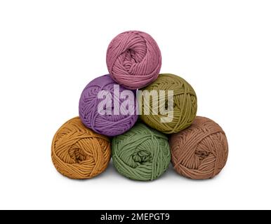 Palle di stagione autunnale e invernale filo colorato in pila Foto Stock