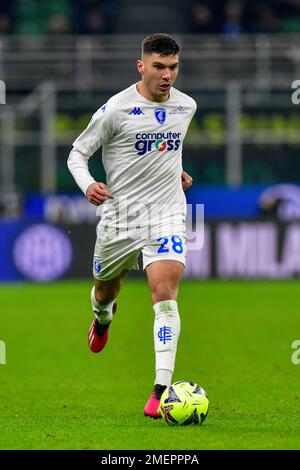 Milano, Italia. 23rd Jan, 2023. Nicolo Cambiaghi (28) di Empoli visto in Serie Un match tra Inter ed Empoli a Giuseppe Meazza a Milano. (Photo Credit: Gonzales Photo/Alamy Live News Foto Stock
