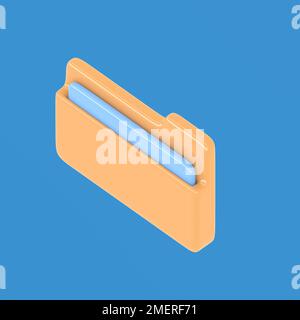 cartella di interfaccia desktop isometrica isolata su sfondo blu semplice rendering ui 3d Foto Stock