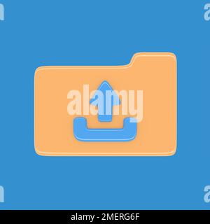 icona di caricamento della cartella dell'interfaccia desktop isolata su sfondo blu rendering ui 3d semplice Foto Stock