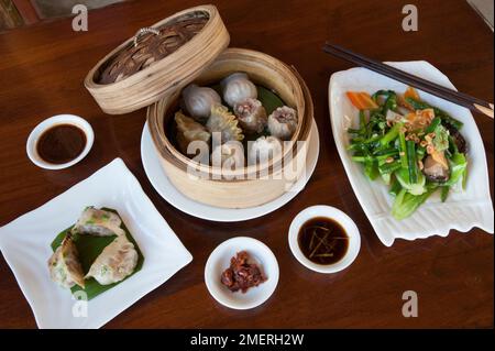 Myanmar, Birmania orientale, Lago Inle, Live Dim Sum House ristorante Foto Stock