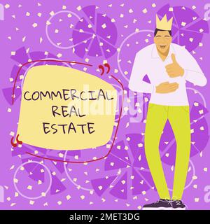 Segno che mostra bene immobile commerciale. Internet Concept Income Property Building o Land for Business Purpose Foto Stock