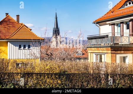 Centro storico di Wernigerode, sulle montagne Harz Foto Stock