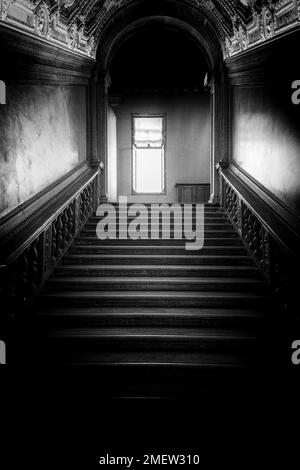 Bianco e nero, scala nel Palazzo Ducale, Venezia, Italia Foto Stock