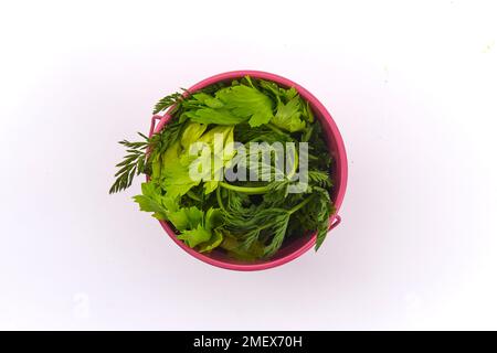 Compost fai da te - pentola di scarti - foglie e scarti di cibo Foto Stock