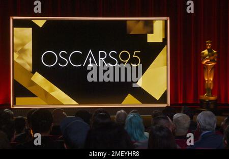 Beverly Hills, Stati Uniti. 24th Jan, 2023. L'annuncio dei candidati si conclude nel corso dell'annuncio annuale delle candidature degli Academy Awards 95th al Samuel Goldwyn Theater di Beverly Hills, California, martedì 24 gennaio 2023. I 95th Academy Awards annuali saranno trasmessi in diretta su ABC da Los Angeles il 12 marzo 2023. Foto di Jim Ruymen/UPI Credit: UPI/Alamy Live News Foto Stock