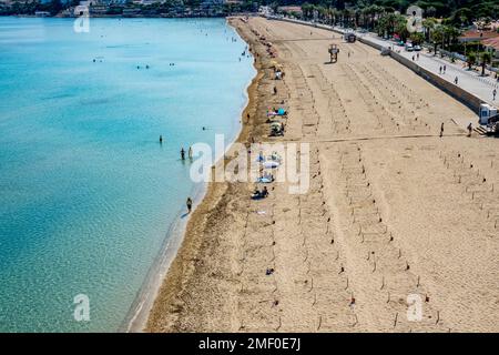 Veduta aerea della spiaggia di Ilica a Cesme, Izmir, Turchia Foto Stock
