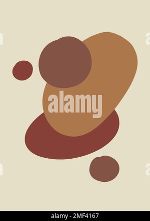 Forme fluide astratte in design minimal alla moda e colore marrone pastello. Elementi geometrici per sfondo, modelli di copertina, motivi, loghi. Foto Stock
