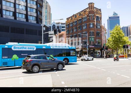 Autobus a emissioni zero Sydney Australia, il programma governativo NSW di tutti gli autobus elettrici a emissioni zero per sostituire gli autobus diesel e a idrogeno entro il 2035 Foto Stock