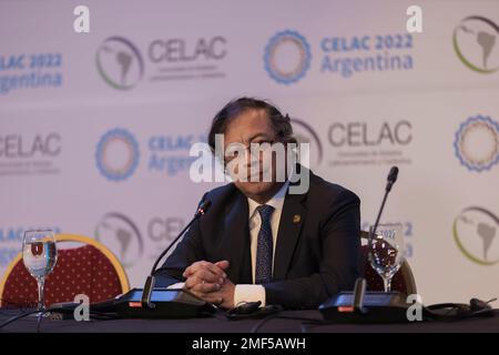 Buenos Aires, Argentina, 24th gennaio 2023. Gustavo Petro, 42nd Presidente della Repubblica di Colombia nella Comunità degli Stati latinoamericani e caraibici (CELAC, nella sigla spagnola). (Credit: Esteban Osorio/Alamy Live News) Foto Stock