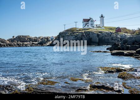 Faro di Cape Neddick a Cape Neddick, York, Maine Foto Stock