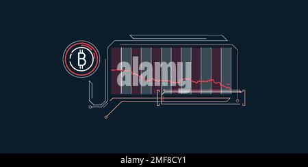 Infografiche semplici di tasso di cambio di bitcoin in calo. Illustrazione Vettoriale