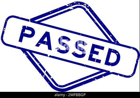 Grunge blu passò parola gomma sigillo timbro su sfondo bianco Illustrazione Vettoriale