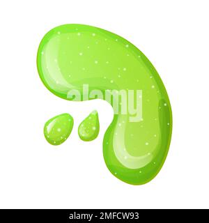 Splat di calce, verde brillante pappa con glitter in stile cartoon isolato su sfondo bianco. Illustrazione vettoriale Illustrazione Vettoriale