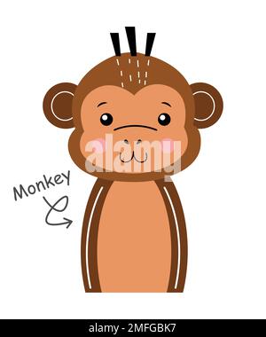 Scimmia . Personaggio dei cartoni animati . Vettore . Illustrazione Vettoriale
