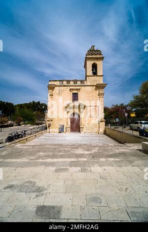 Facciata occidentale della Chiesa di San Vincenzo Ferreri, Chiesa di San Vincenzo Ferreri, situata nella città tardo barocca di Ragusa Ibla. Foto Stock