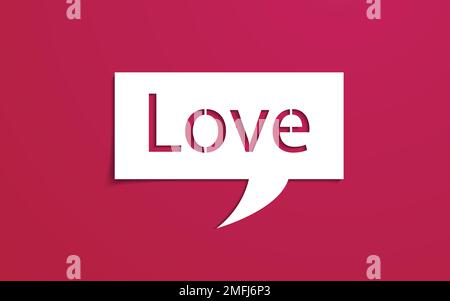 Bolla di discorso con carta taglio parola amore. Viva Magenta. Illustrazione Vettoriale