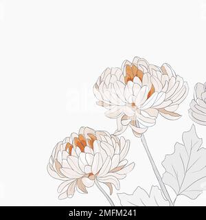 Telaio per fiori di crisantemo. Acquerello illustrazione botanica. Modello scheda Foto Stock