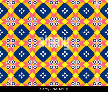 Orientale etnico geometrico senza cuciture Tile modello realizzato con vari elementi tradizionali stile di sfondo design e astratto colorato senza cuciture motivo Foto Stock