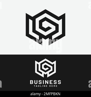 Modello iniziale del logo G Hexagon Wing lettera. Adatto per General Sports Fitness Fashion Finance Wedding Company Business Corporate Shop Illustrazione Vettoriale