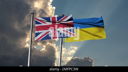 brittish ukrainia BritishUkrainian aiuti sostenere le persone che soffrono per la guerra e la crisi umanitaria in Ucraina allineando gli sforzi del Regno Unito e ucraino. Foto Stock