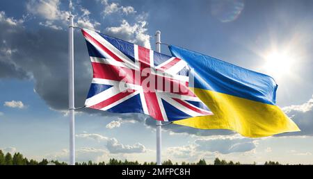 brittish ukrainia BritishUkrainian aiuti sostenere le persone che soffrono per la guerra e la crisi umanitaria in Ucraina allineando gli sforzi del Regno Unito e ucraino. Foto Stock