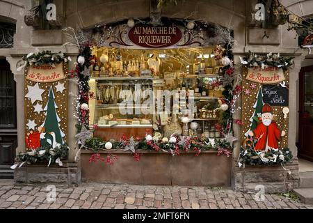 Delicatessen in Riquewihr, Reichenweier, Richewihr, Departement Haut-Rhin, Alsazia, Francia Foto Stock