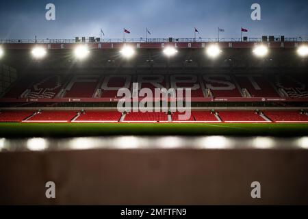 Nottingham, Regno Unito. 25th Jan, 2023. Una visione generale del City Ground il Carabao Cup semi-finale partita Nottingham Forest vs Manchester United a City Ground, Nottingham, Regno Unito, 25th gennaio 2023 (Photo by Ritchie Sumpter/News Images) a Nottingham, Regno Unito il 1/25/2023. (Foto di Ritchie Sumpter/News Images/Sipa USA) Credit: Sipa USA/Alamy Live News Foto Stock