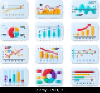 Infografica finanziaria 3D icone. Ricerca dati finanza, contabilità e banche. Grafici isolati crescita, grafici e torta. Visualizzazione di vettori di pithy economici Illustrazione Vettoriale