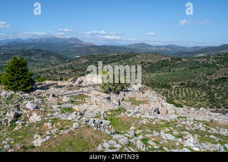 Cittadella con mura, Micene, sito archeologico greco, Peloponneso, Grecia Foto Stock