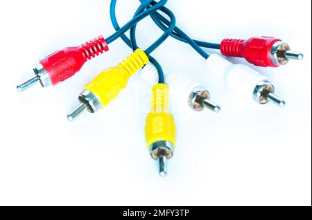 cavi audio/video, in dotazione, bianchi Foto Stock