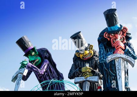 Documentazione fotografica delle maschere cartapesta-mâché del Carnevale di Viareggio Foto Stock