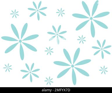 Semplice motivo piatto senza cuciture con fiori di primavera blu chiaro su sfondo bianco. Foto Stock